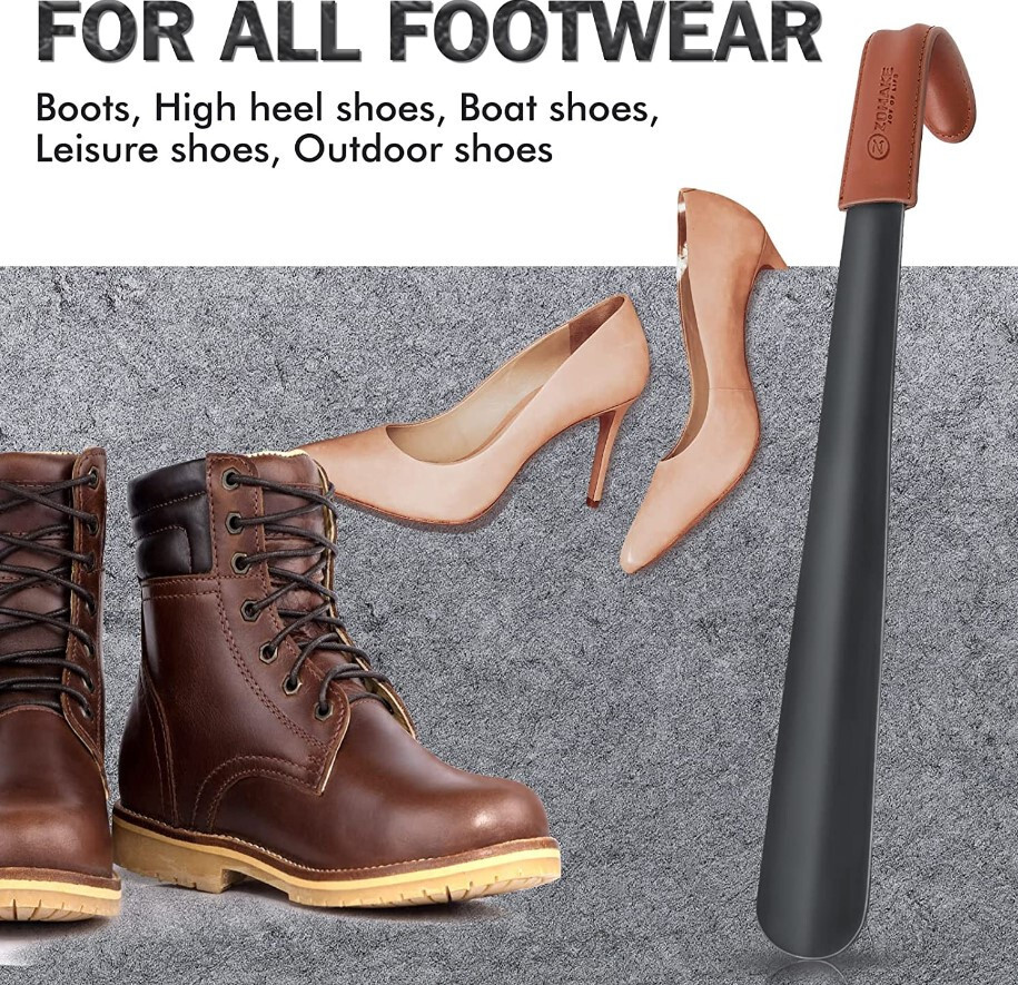 Extra Long Shoe Horn Long Handle Metal Long Shoehorn for Boots Men Women 16.5"