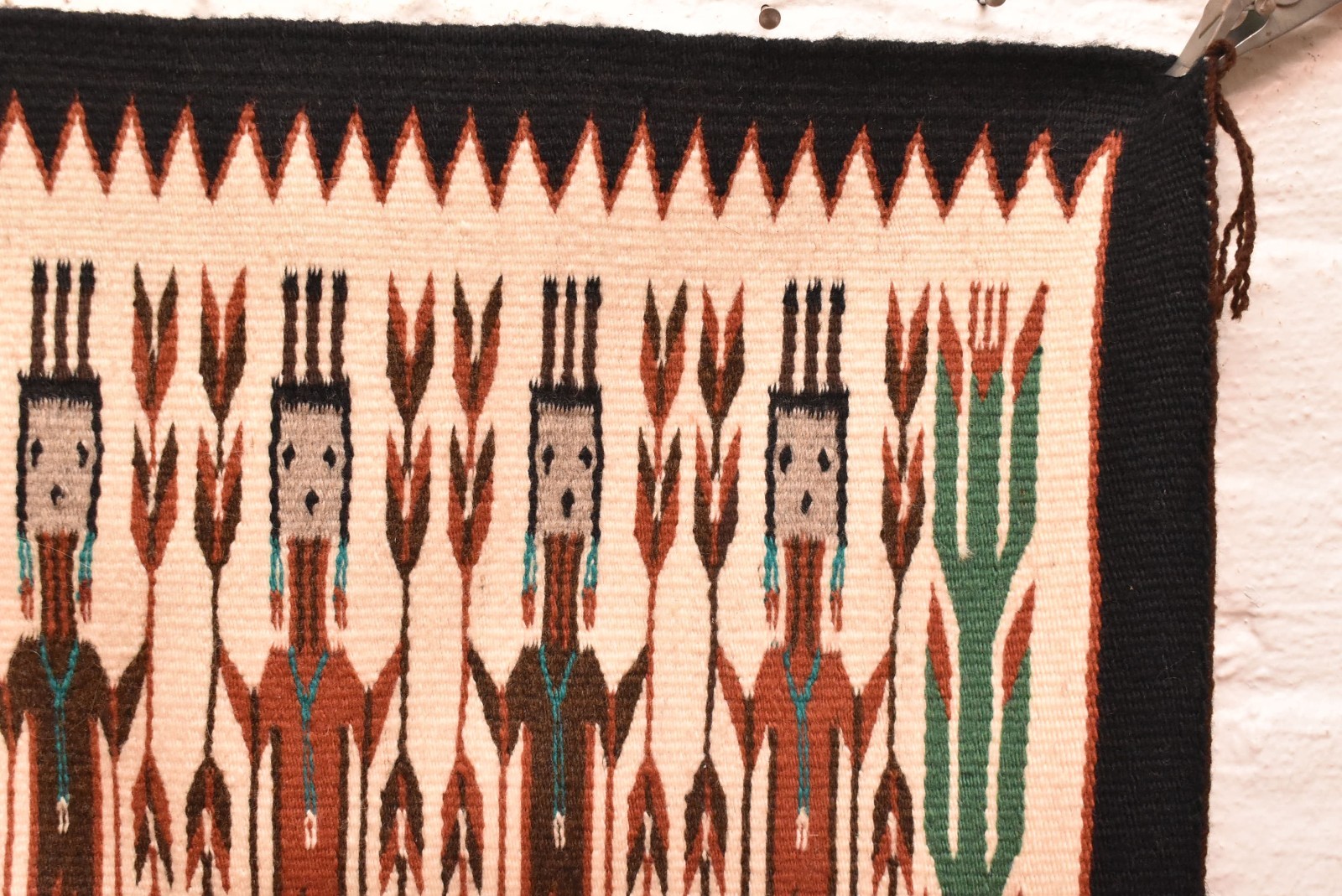 Antique Navajo Rug Native American Indian Yei Pictorial Weaving 27x22 Textile