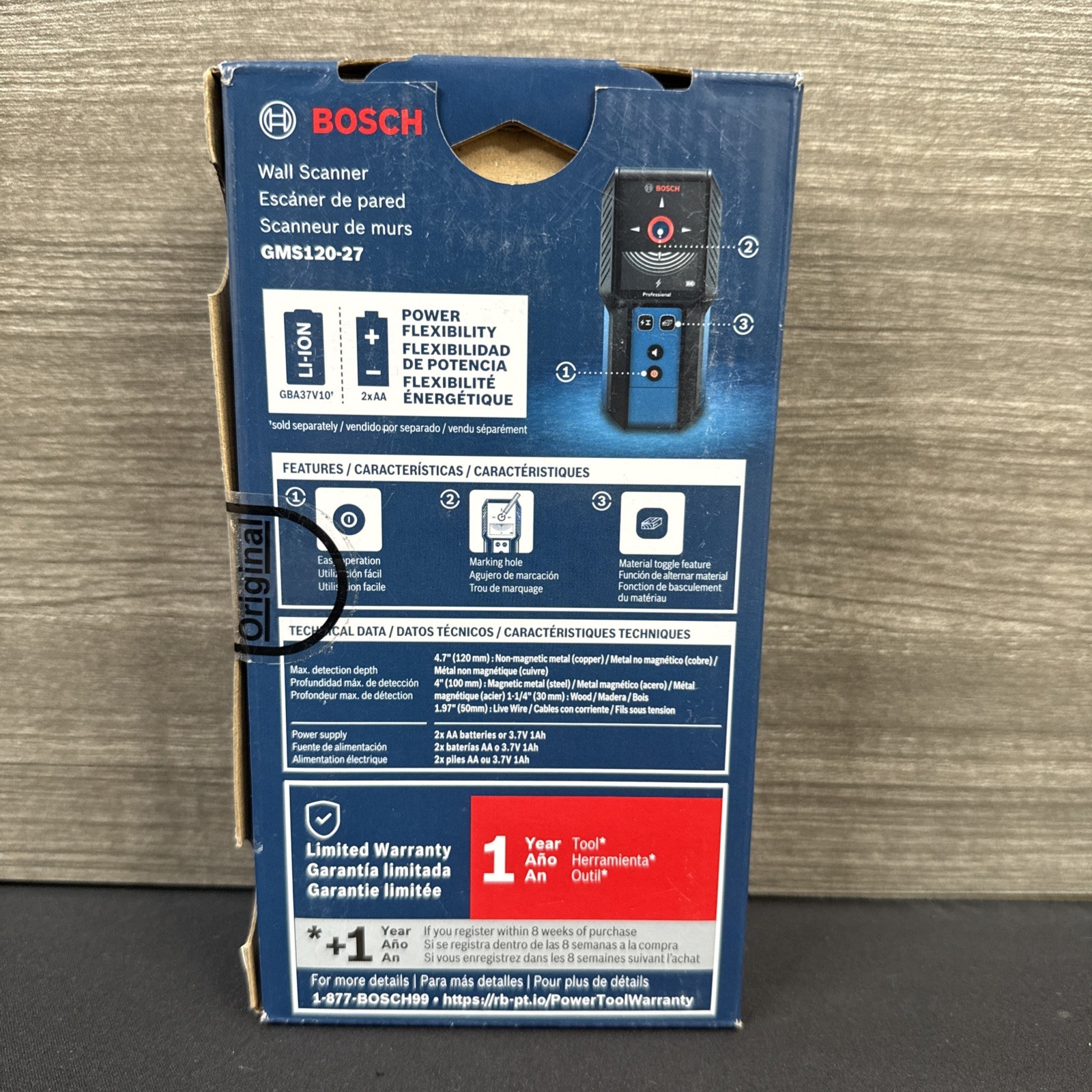 Bosch 4-in Scan Depth Electric/Metal/Wood Finder GMS120-27 [Brand New]