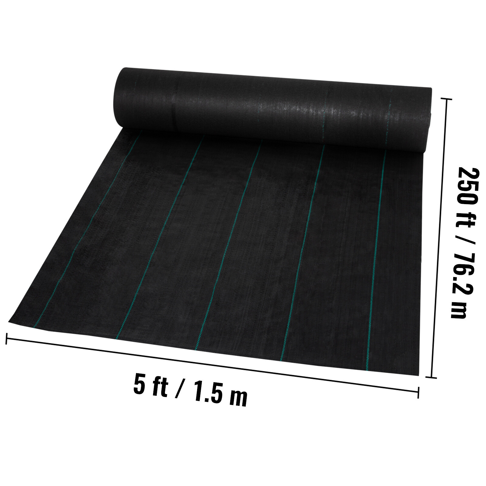 VEVOR 5'x 250' Weed Barrier Landscape Fabric Ground Cover 5oz PP Dual Layer
