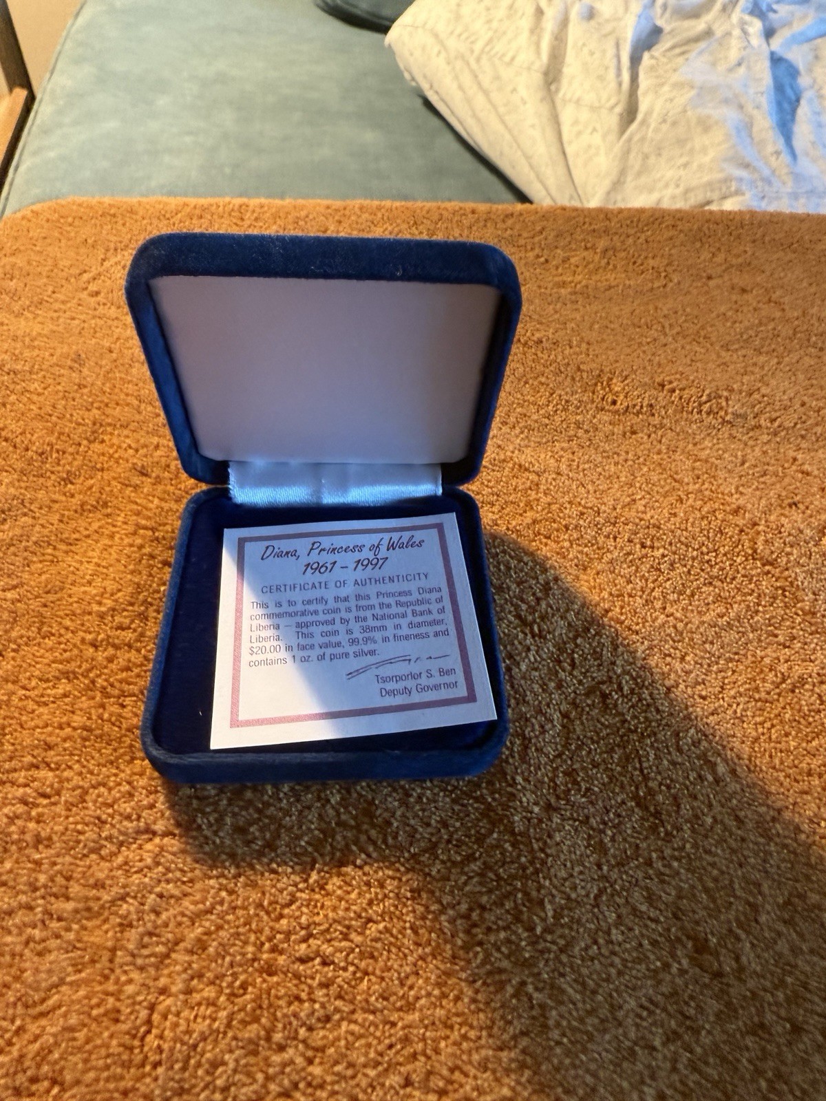 1997 Liberia $20 Dollars Princess Diana 1 OZ Silver 0.999 With Certificate