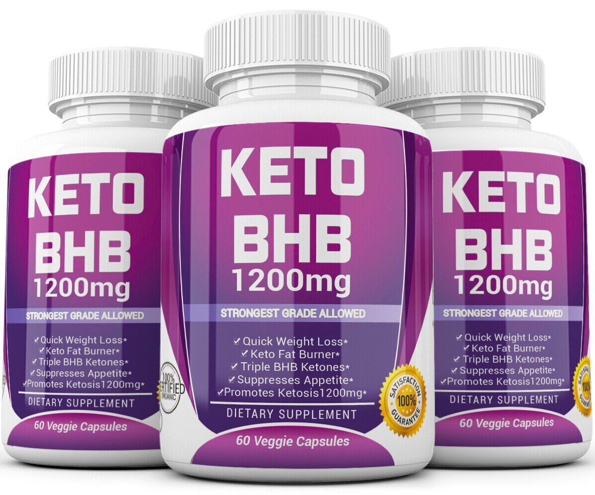 3 X KETO BHB 1200mg PURE Ketone FAT BURNER Weight Loss Diet Pills Ketosis