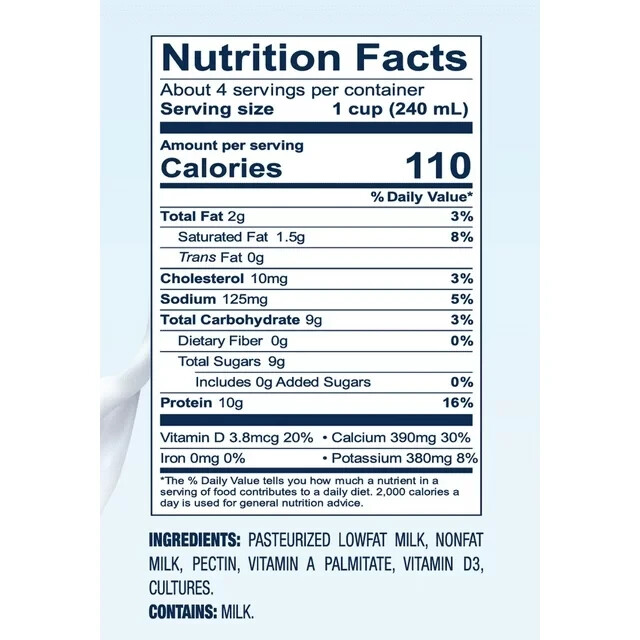 6-Pack Lifeway Plain Lowfat Kefir, Probiotic Cultured Milk Drink Size 32 oz each