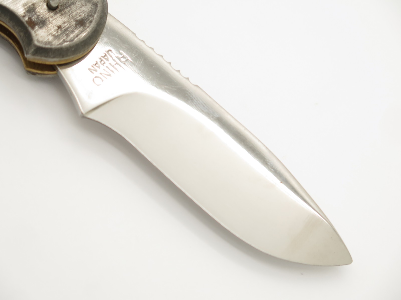 Vtg '70s Rhino Magnum Imai Seki Japan Folding Hunter Lockback Knife Unfinished#8