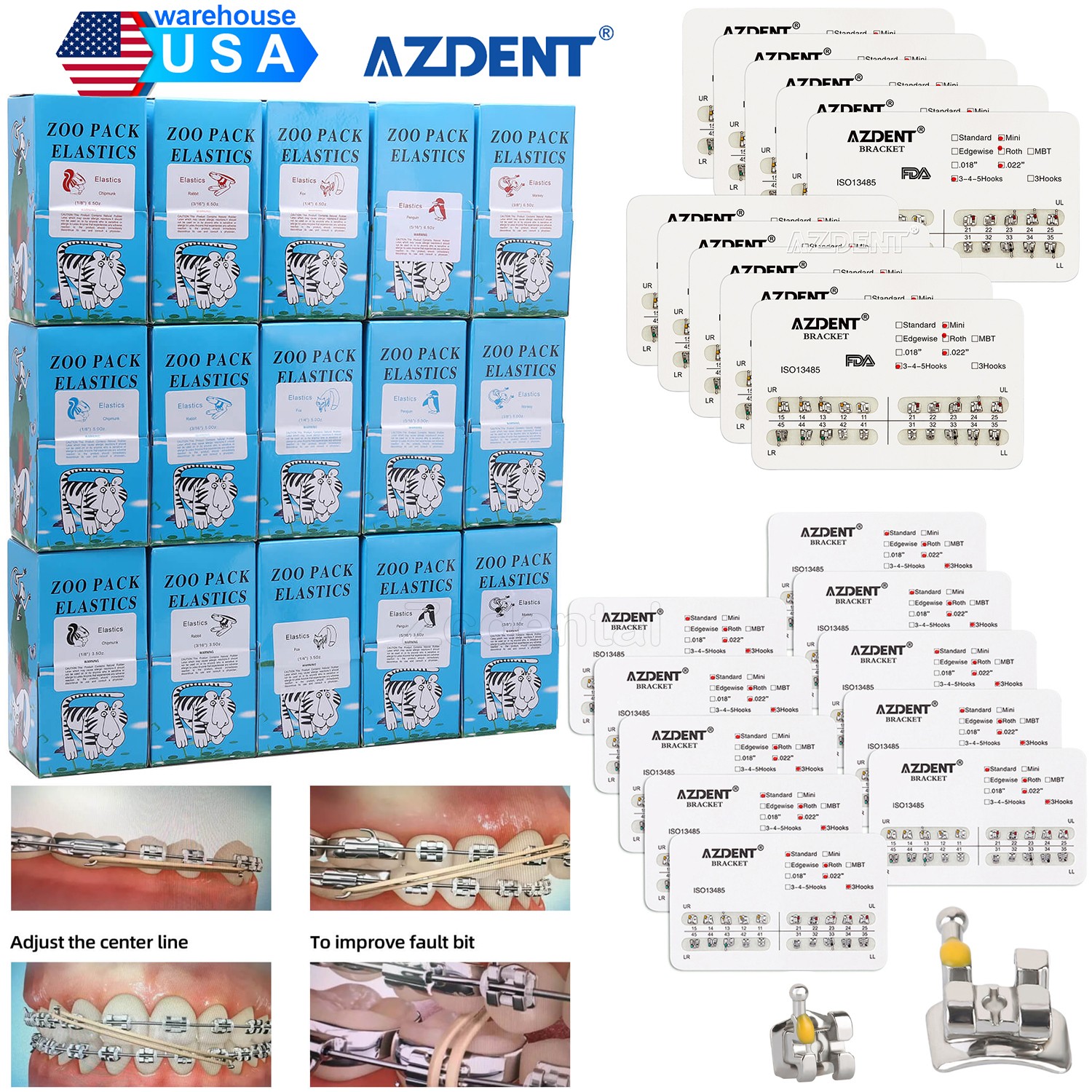 Dental Orthodontic Zoo Pack Elastics Latex Rubber/ Dental Orthodontic Brackets