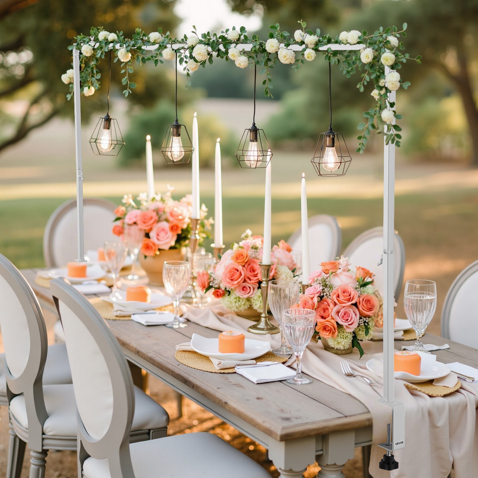 Over The Table Rod Stand with Clamps 28-98" Adjustable Metal Wedding Party Decor