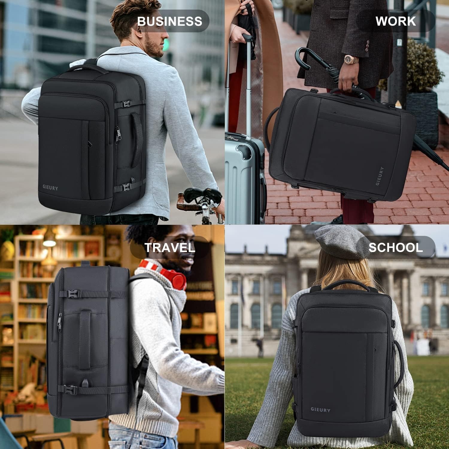 Carry On Backpack, 50L Travel Backpack, Luggage Backpack TSA Flight Approved ...