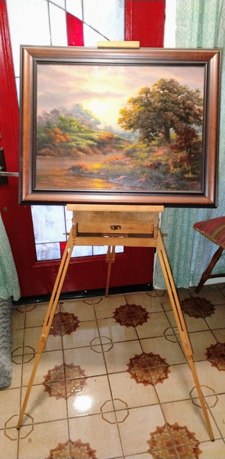 Folding vintage easel Wood dove tails WELL MADE FULL SIZE portable