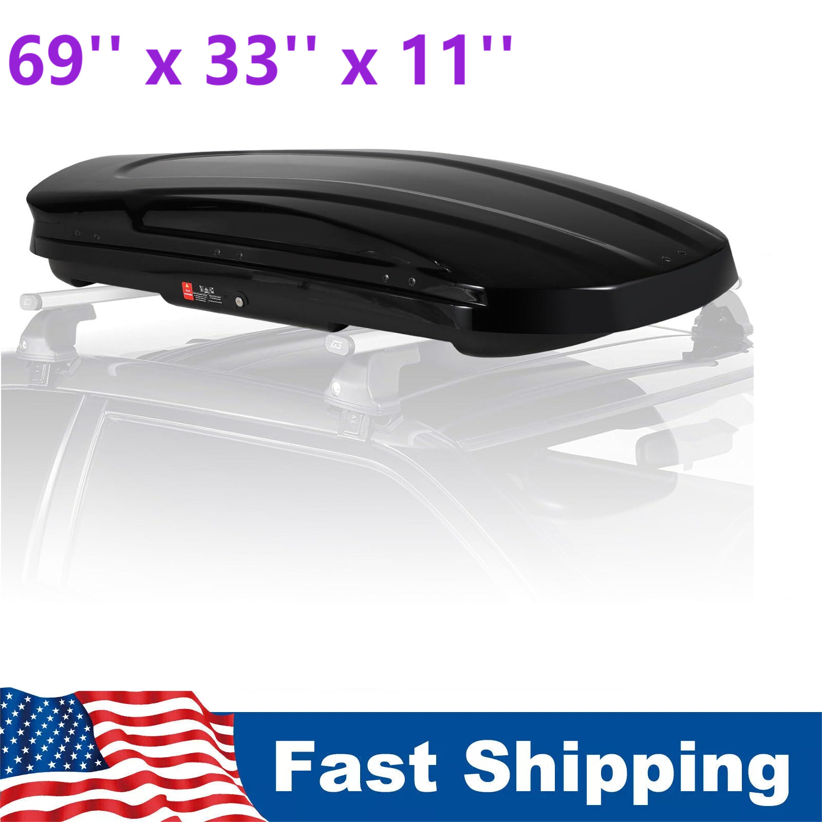 17 Cubic Feet Car Top Cargo Carrier Vehicle Roof Mount Luggage Storage Box 2 Key