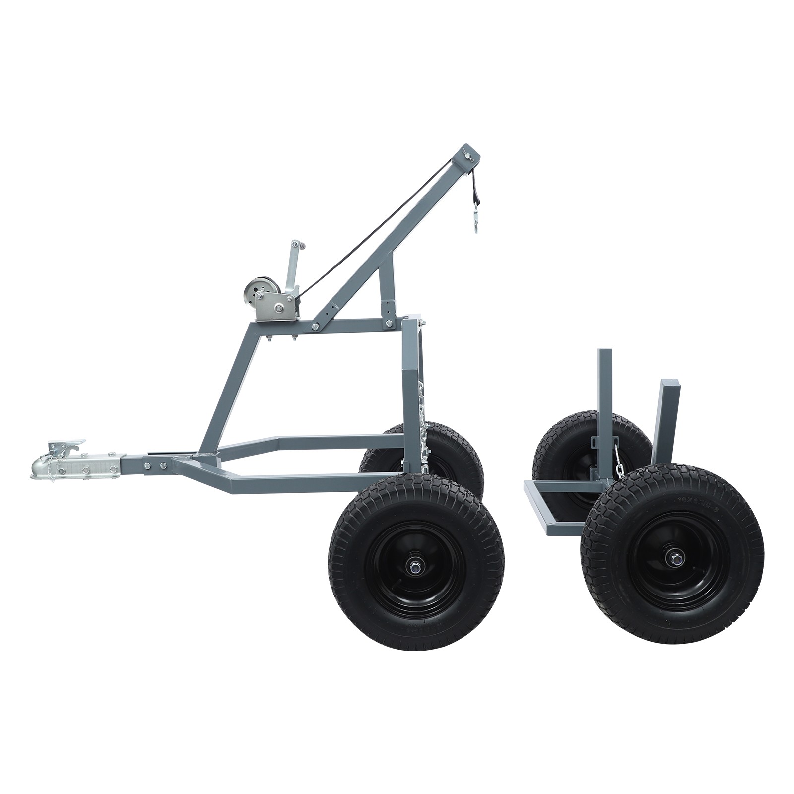 1600lb Log Trailer Heavy-Duty ATV Log Skidding Arch & Holder Set w/4x16in Wheels
