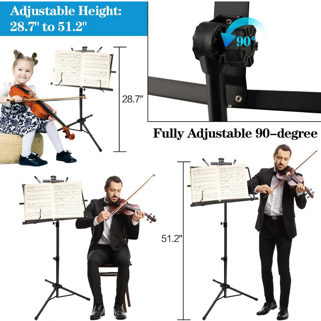 1 Pack Music Stand 2 in 1 Dual-Use Folding Sheet Music Stand Lightweigh...