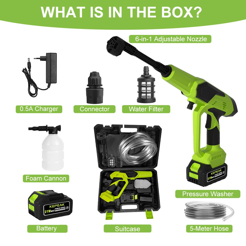 Cordless High Pressure Car Washer Portable Wash Cleaner Machine Water Gun 21V