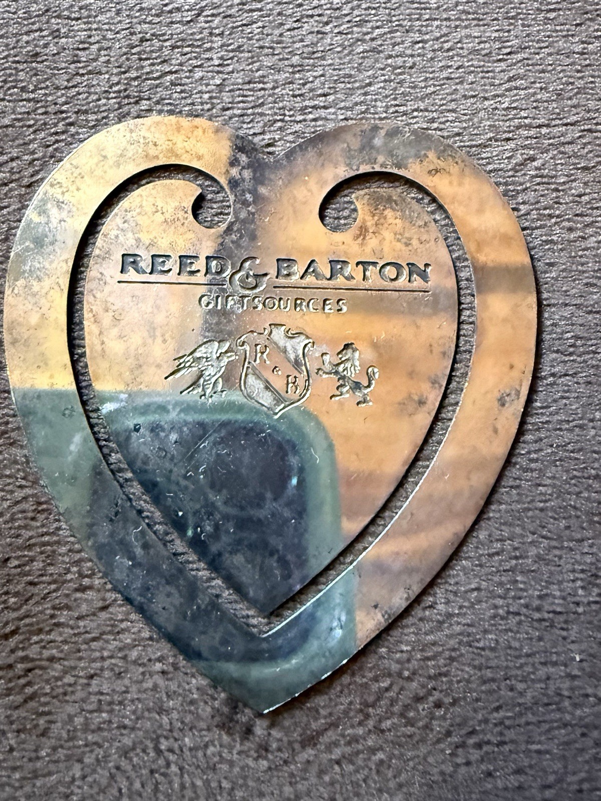 Vintage Reed & Barton Silver plated metal Heart shaped Bookmark