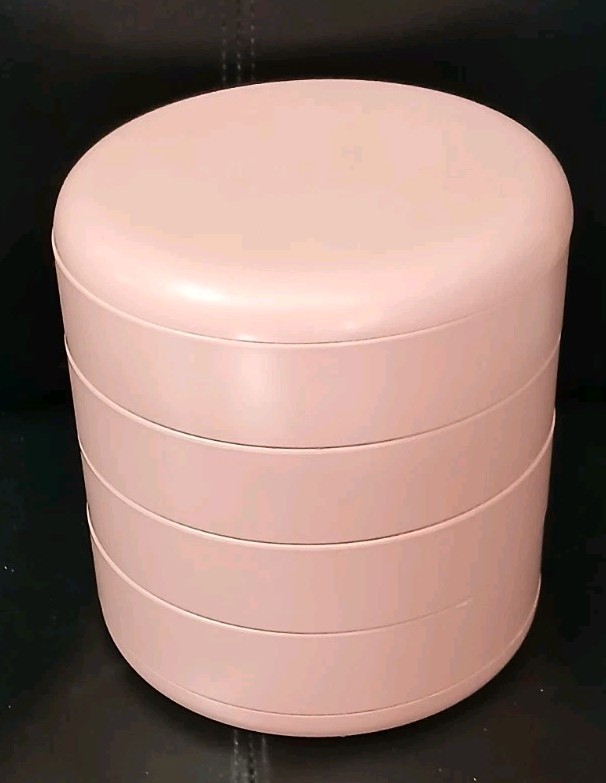 Vtg Circular Swivel Container  Organizer AUTHENTIC Pink Rose Color