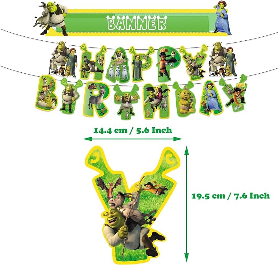 Shrek Birthday Party Supplies Set Balloons Cake Toppers Banner for Kids Party