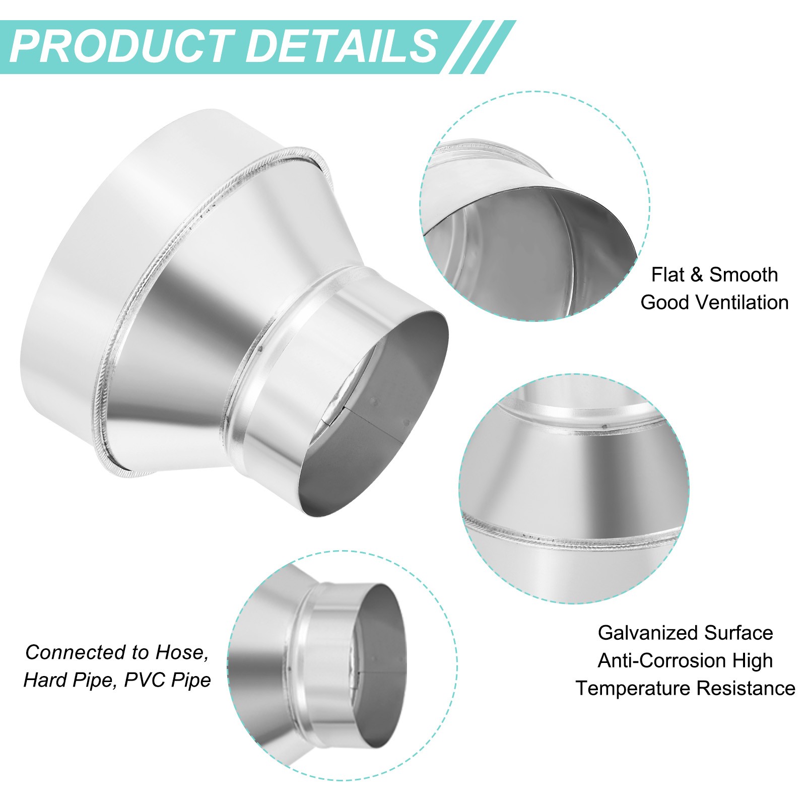Duct Reducer Connector Adapter Air Ducting Pipe Vent Hose 6 Inch to 4 Inch
