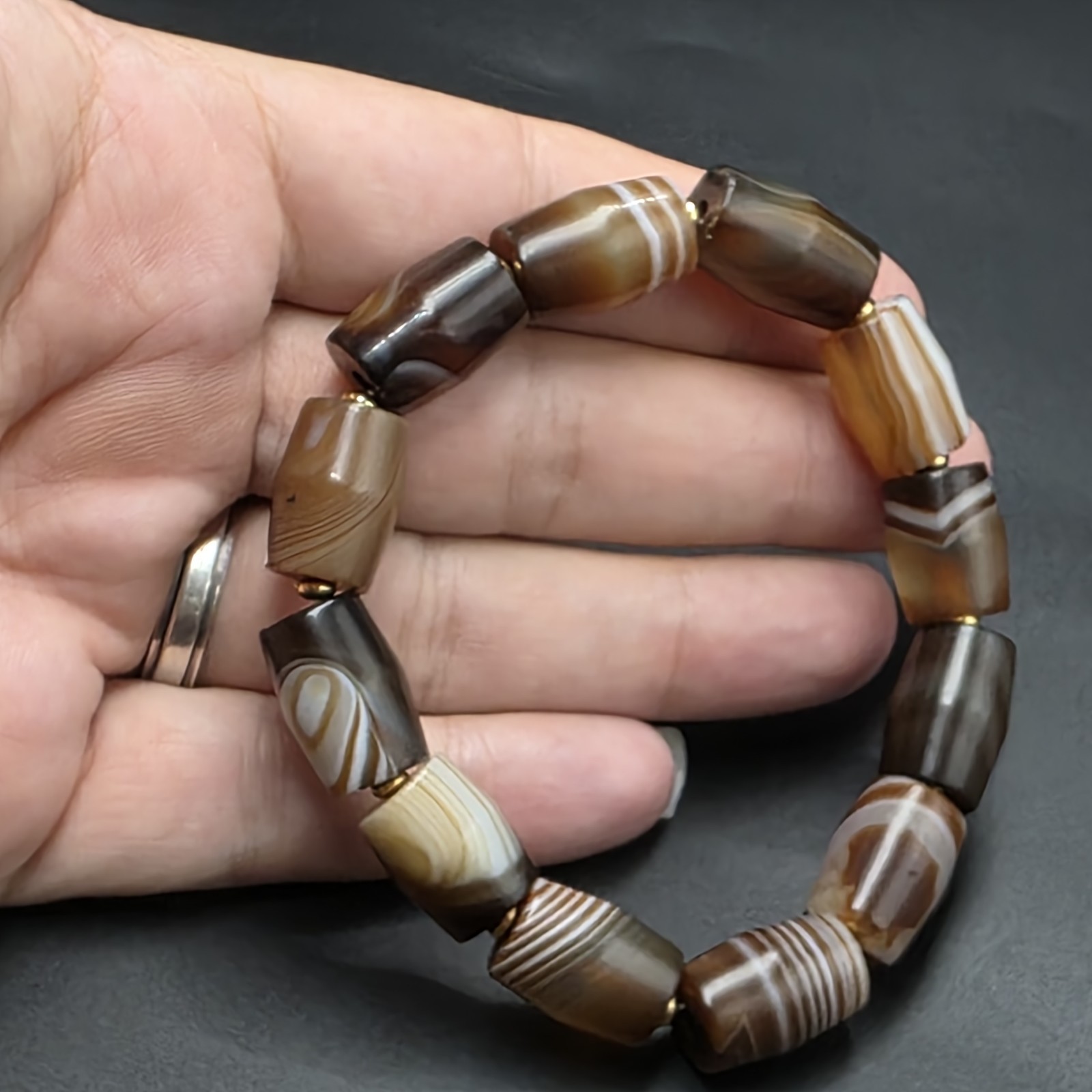 Antique Old Dzi Agate Tibetan Agate Beads Bracelet