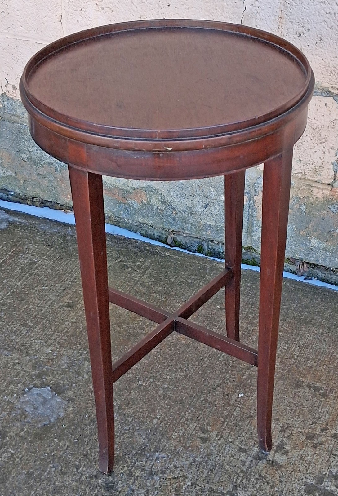 Antique Vintage Old Art Deco SOLID Mahogany Wooden Round End Side Accent Table