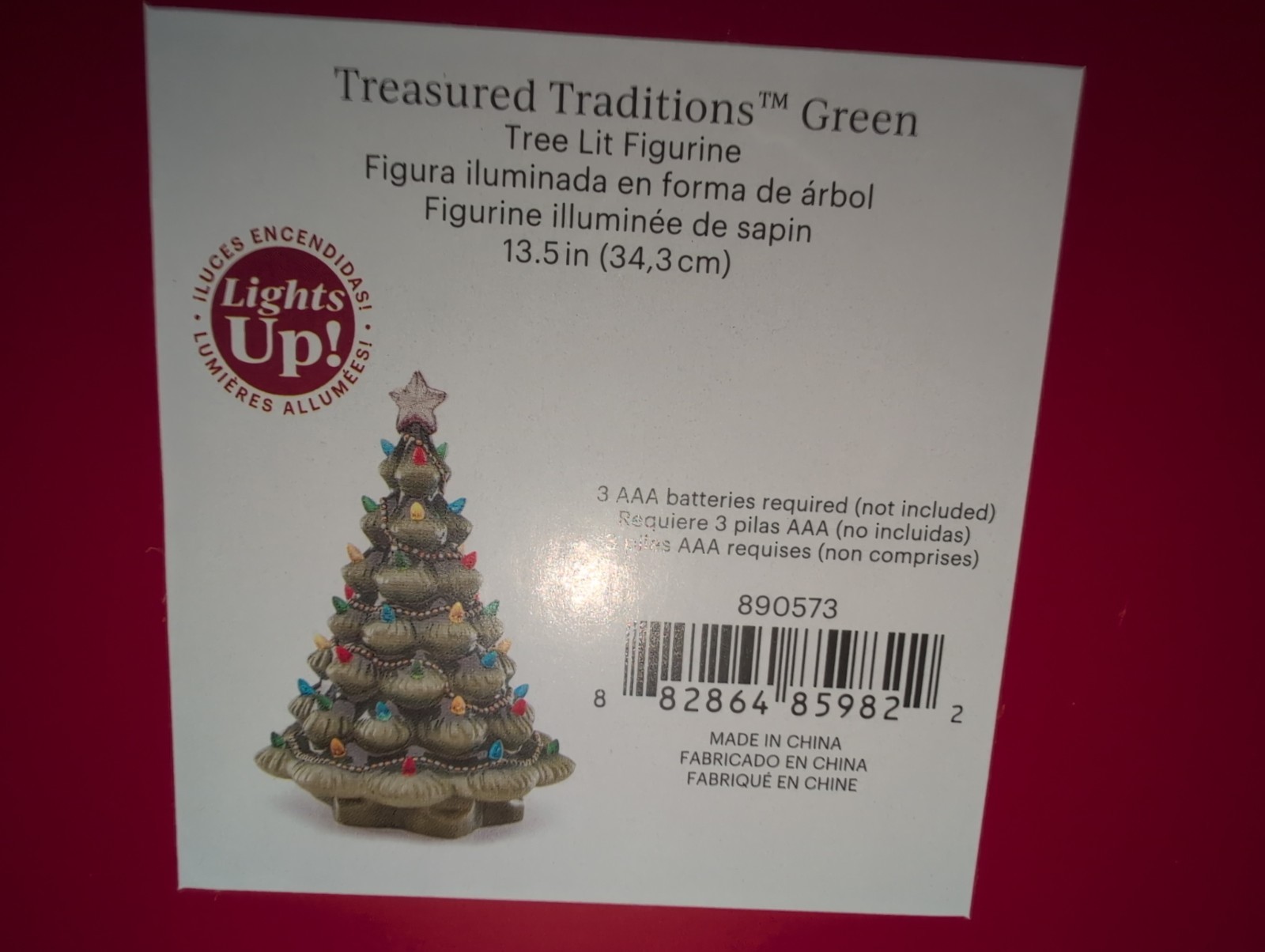 Lenox 890573 Treasured Traditions Green Light-Up Tree Figurine Christmas Holiday