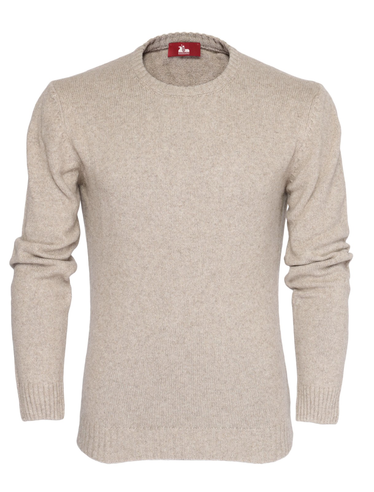 NWT EZZELINO SWEATER pure cashmere 4-ply crewneck beige luxury Italy L