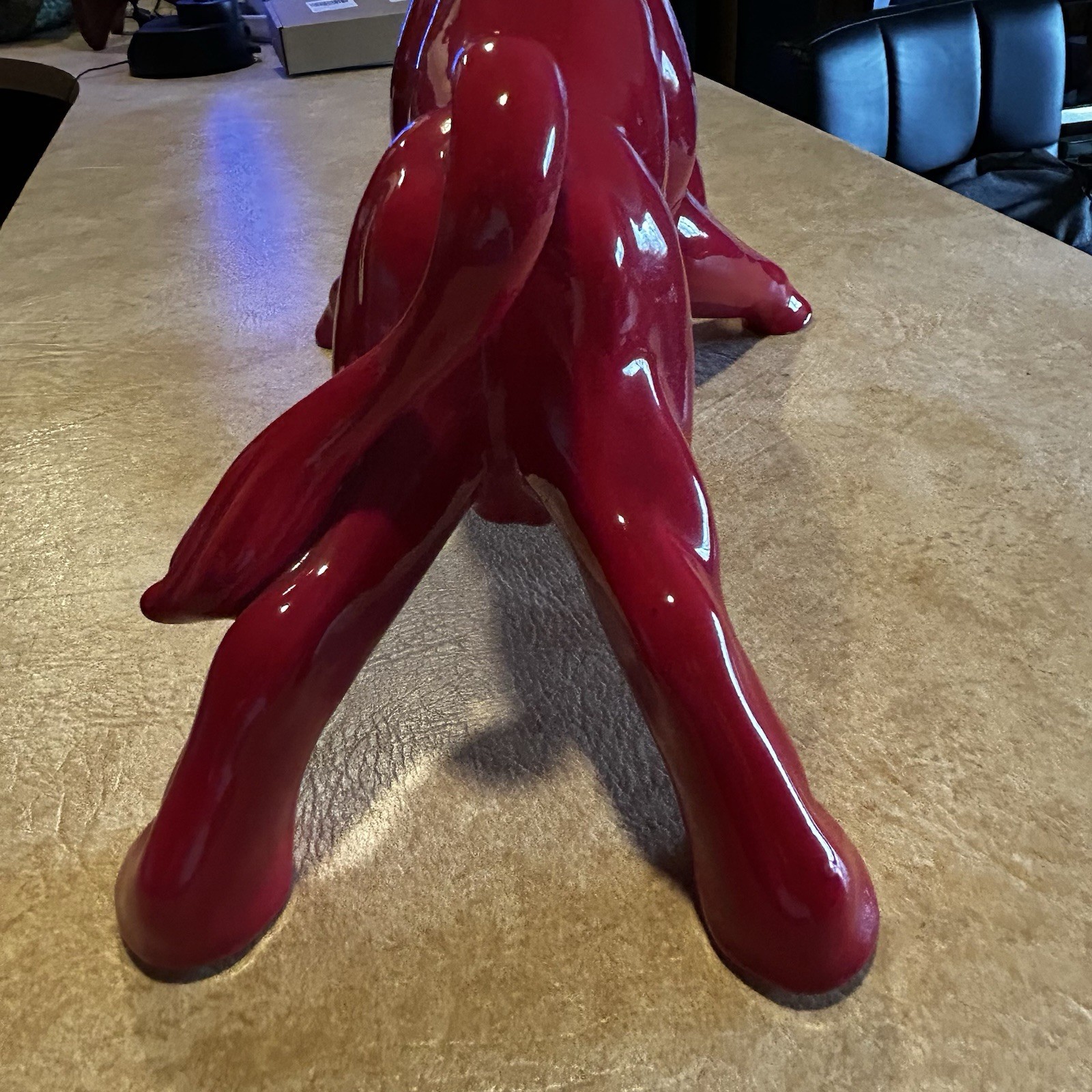 Vintage MCM Royal Haeger Red Glazed Charging Bull Sculpture Ceramic Pottery 18.5