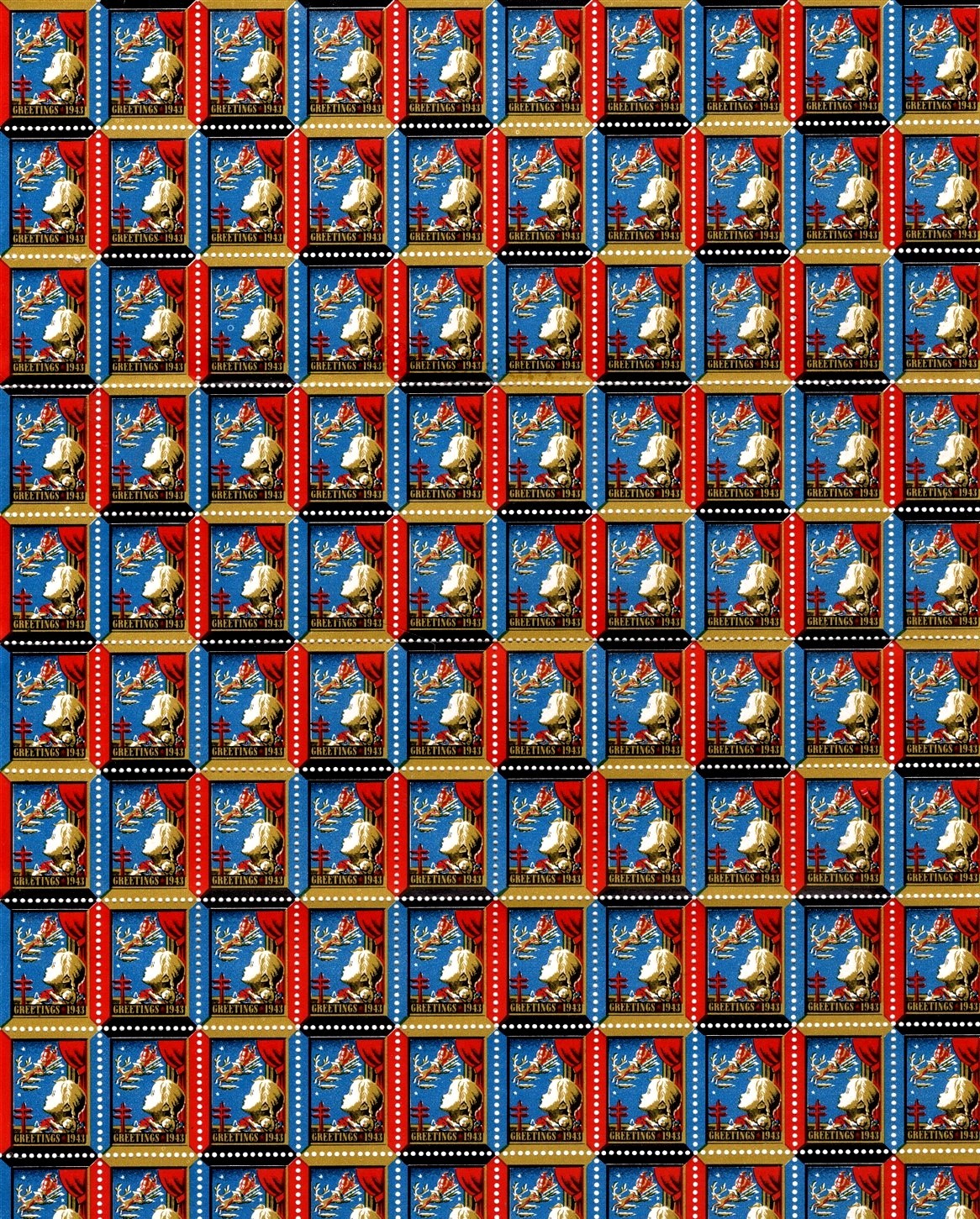 US Stamp Scott #WX112, Christmas Seals 1943, Full Sheet 100, MNH