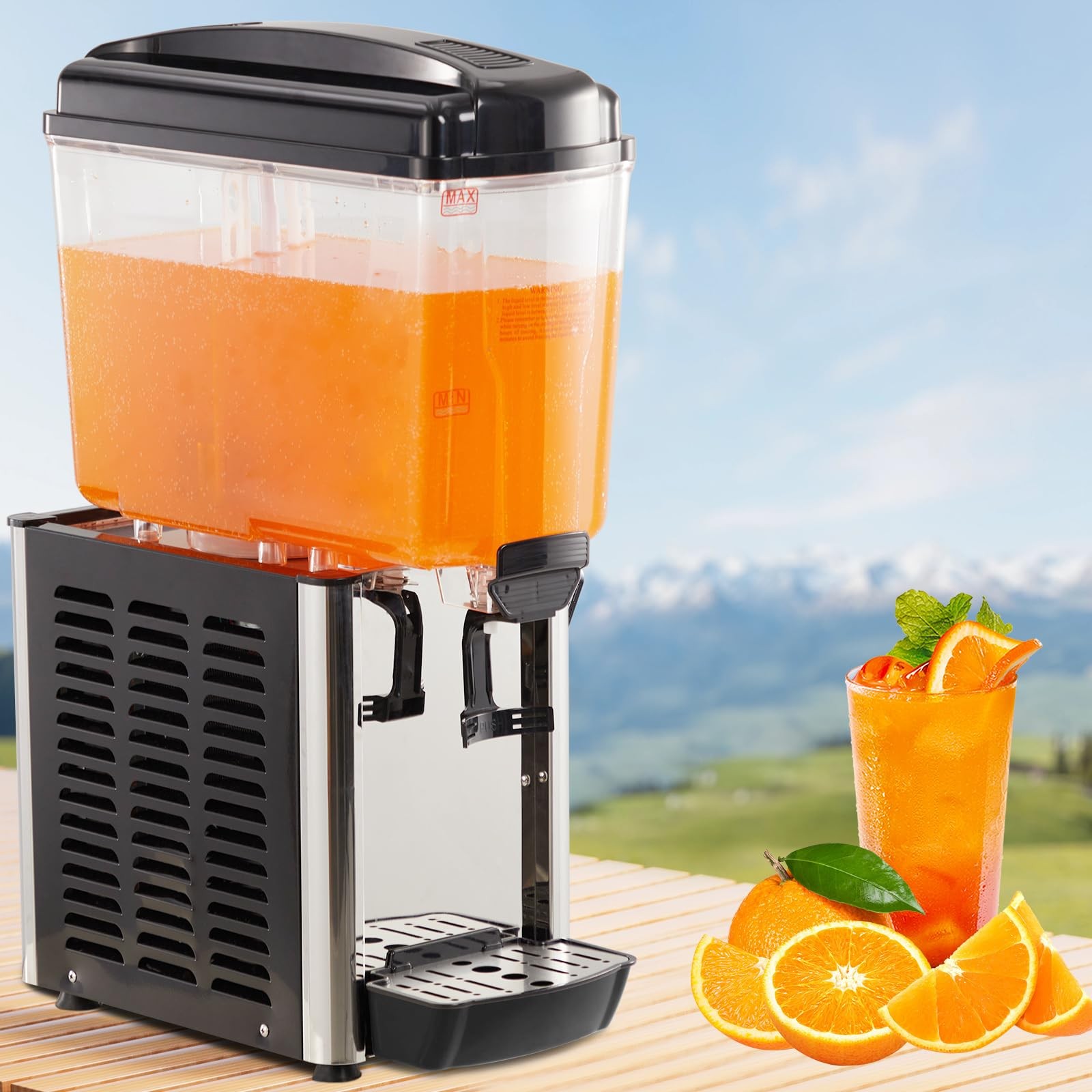 Commercial Beverage Dispenser, Single Tanks 18 L / 4.8 Gallon Per Tank Juice