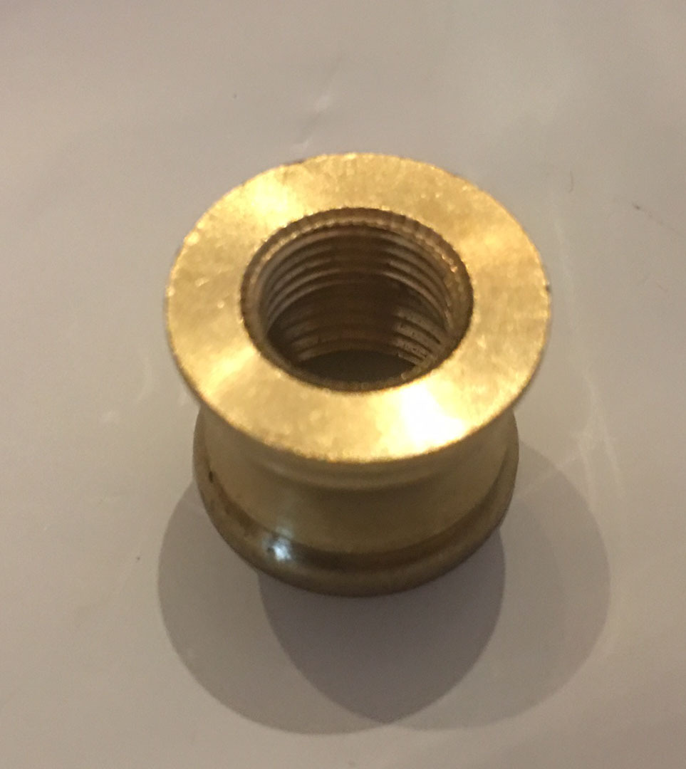 New Unfinished Brass Neck Coupling 1/8F x 1/4F (3/8" x 1/2" lamp pipe) Lamp Part