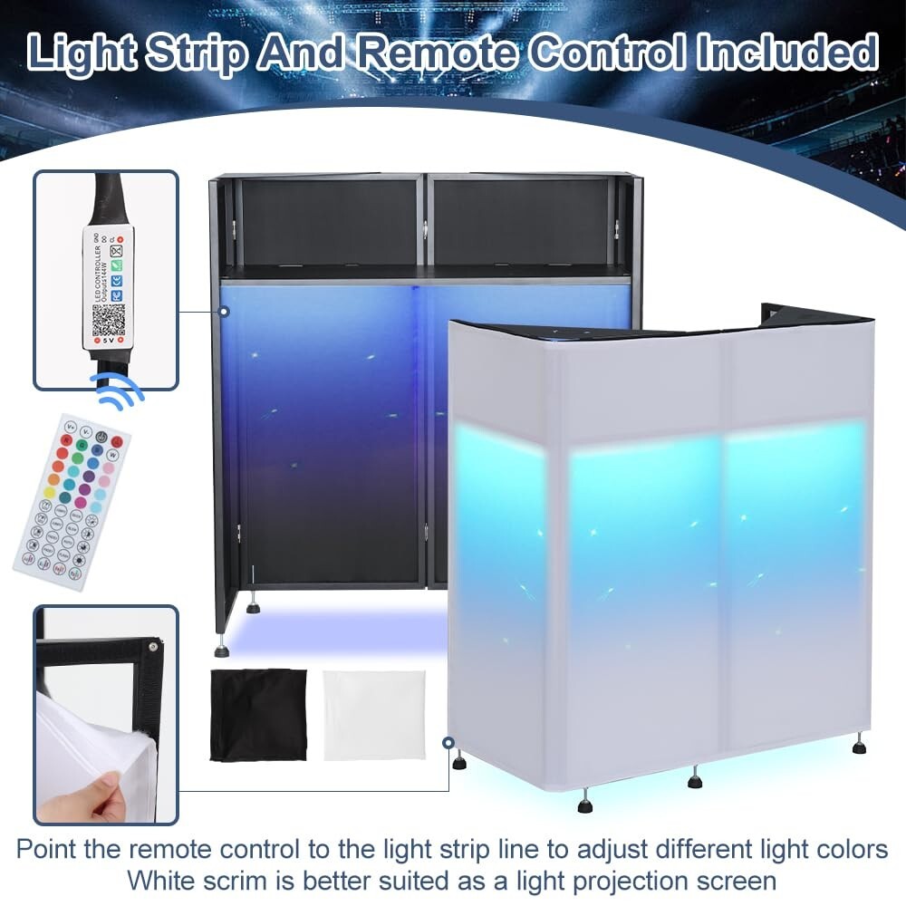 LUCKUP DJ Facade Booth with Corner Panel, Portable DJ Facade with Scrim