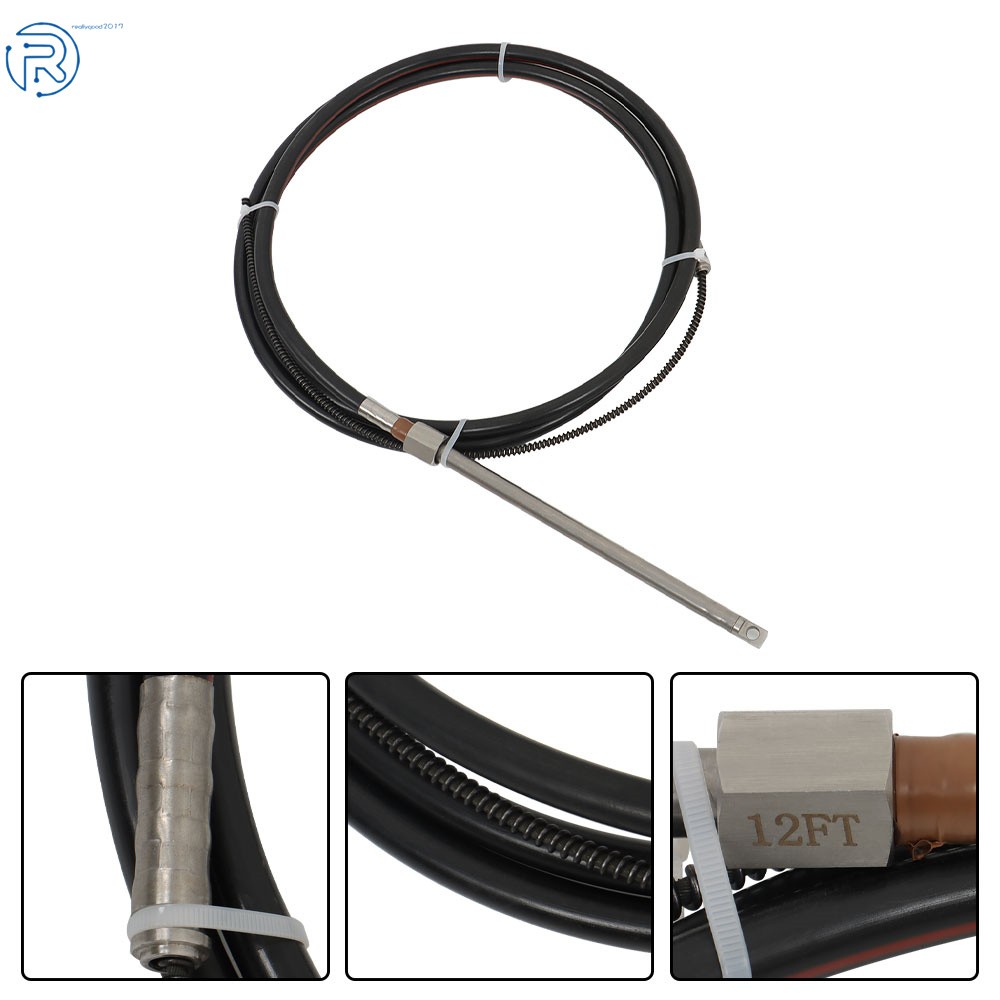 Boat Rotary Steering System Outboard Kit 12 Feet SS13712 Marine With 12.4" Wheel