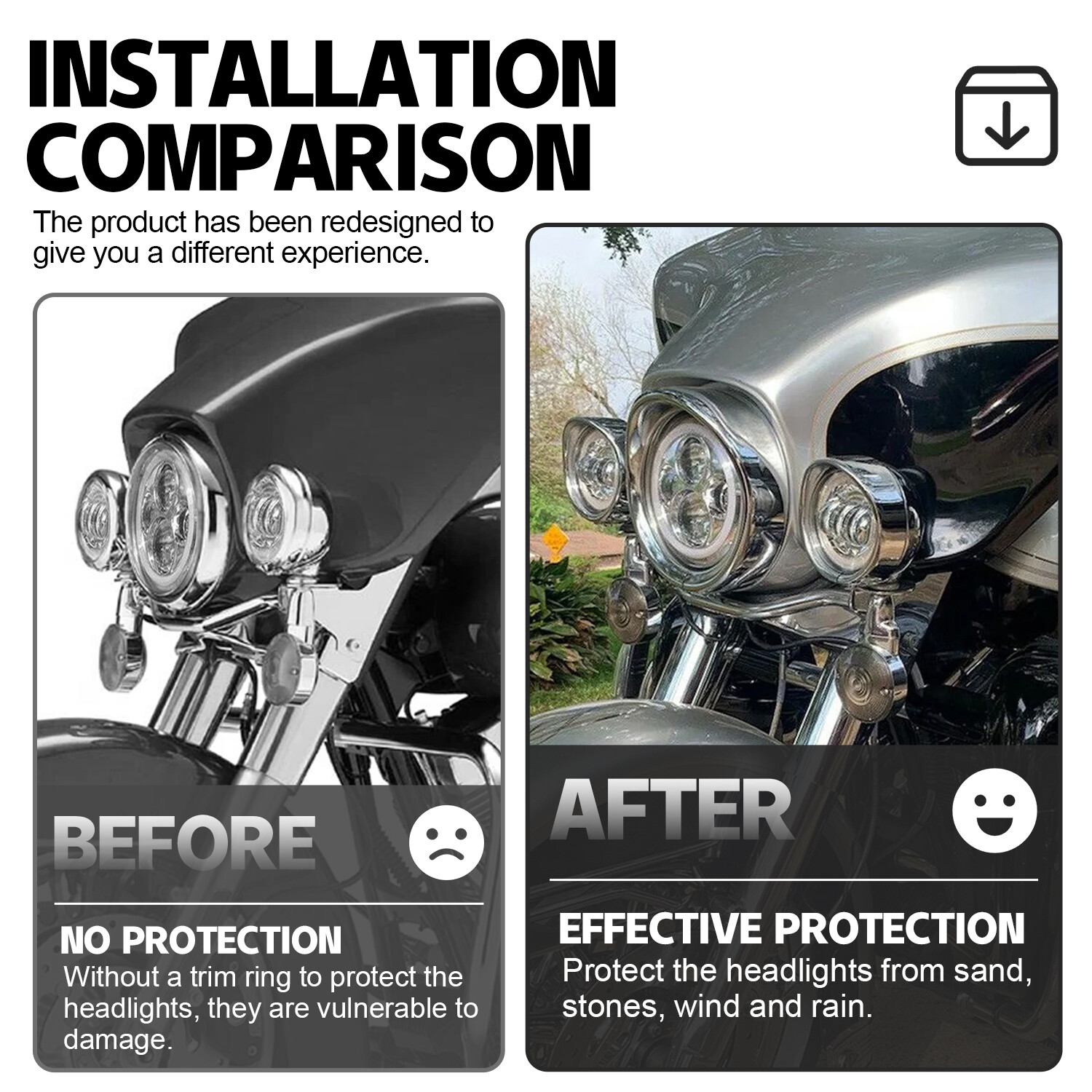 For Harley 7" Headlight Lights 4.5" Passing Fog Lamp Visor Trim Ring Bezel Cover