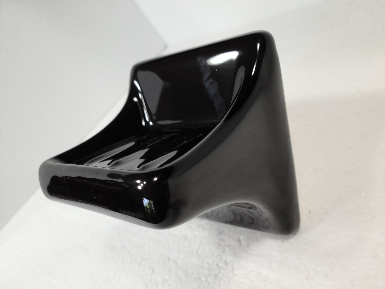 Vintage Black Ceramic Tile Soap Dish Tumbler Cup Tray Toothbrush Holder Set