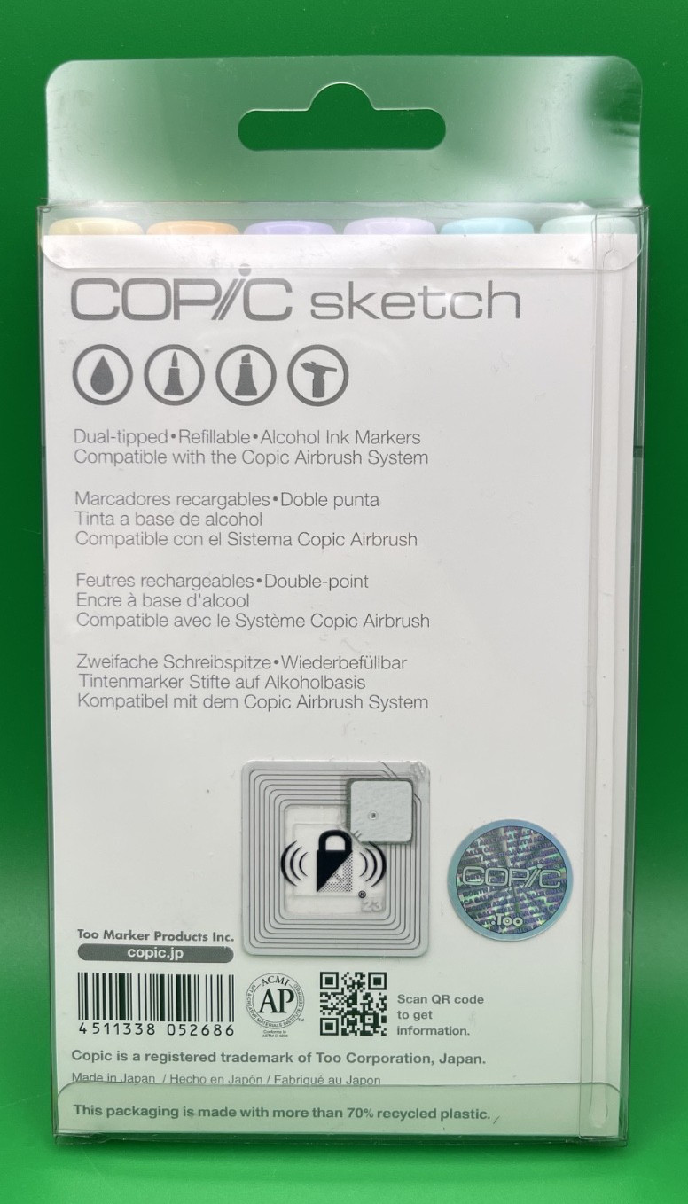 Copic Sketch Markers, Pale Pastels, 6 pack