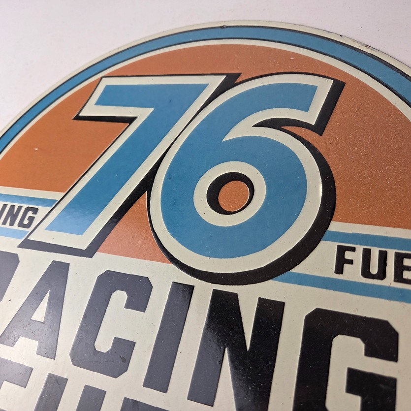 Vintage Union 76 Gasoline Sign - Porcelain Racing Fuel Gas Service Pump Sign