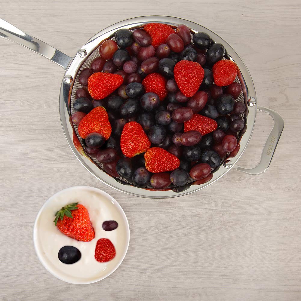 9" Large Mesh Strainer, Stainless Steel 18/8 Extra Fine Quinoa Sieve, with So...