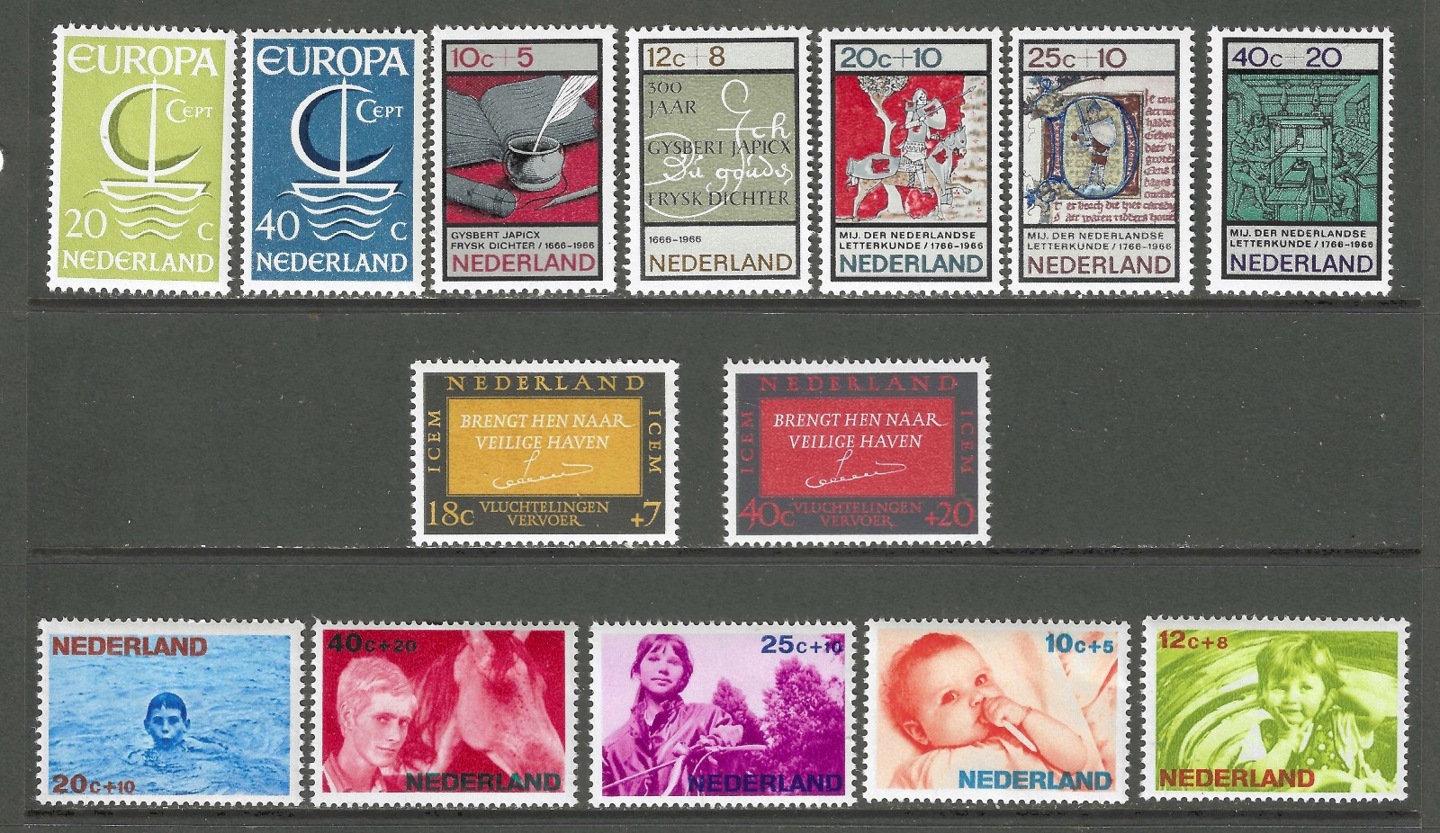 Netherlands 1966 MNH PO Fresh Year Set (see below for cat #s)! ('25 SCV $5.55)
