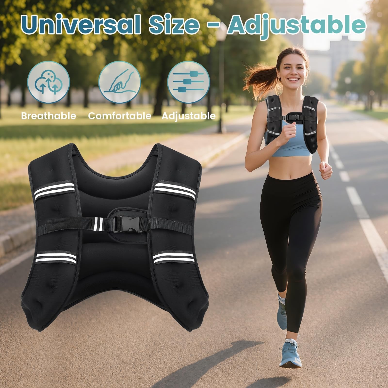Weighted Vest, 8lb/12lb/16lb/20lb/25lb/30lb Weight Vest with Two Adjustment S...