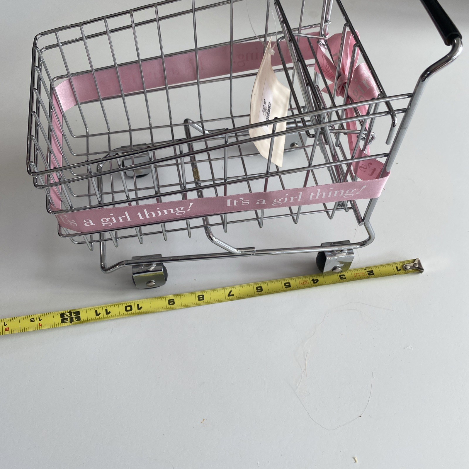 NWT CLUB LIBBY LU ITS A GIRL THING Metal Shopping Cart PINK RIBBON MOVEABLE SEAT