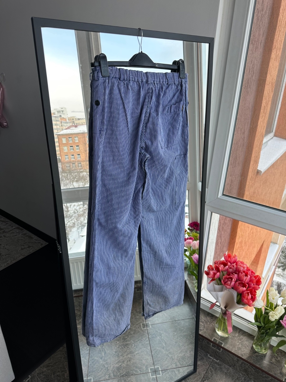 Vintage Worker 60s-70s French Workwear Striped Cotton Pants Sz S