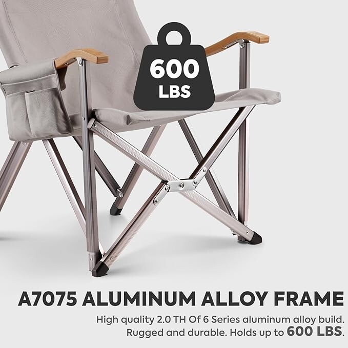 High Back Camping Chairs Heavy Duty Folding with Storage Bag(Not Adjustable)