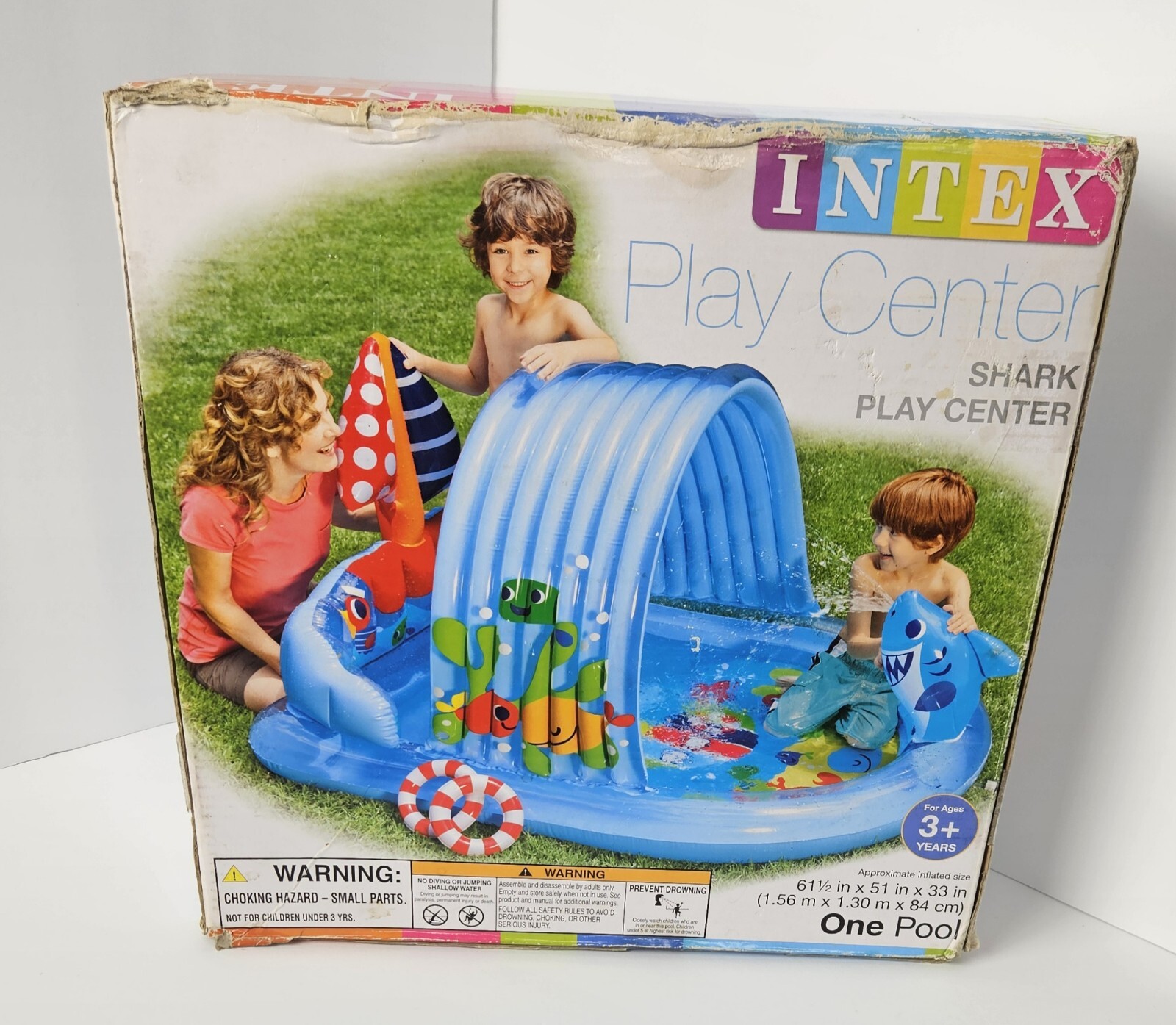 Intex Shark Play Center Built-In Sprayer Arc Summer Water Kid's Pool Inflatable