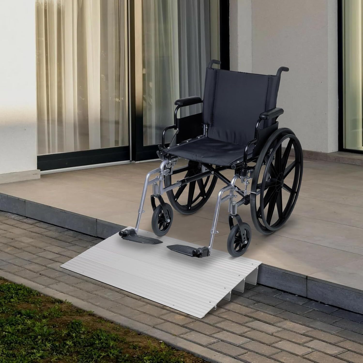 Adjustable Threshold Ramp 1"/2"/3"/4"/5" Rise Aluminum Door Ramp for Wheelchair