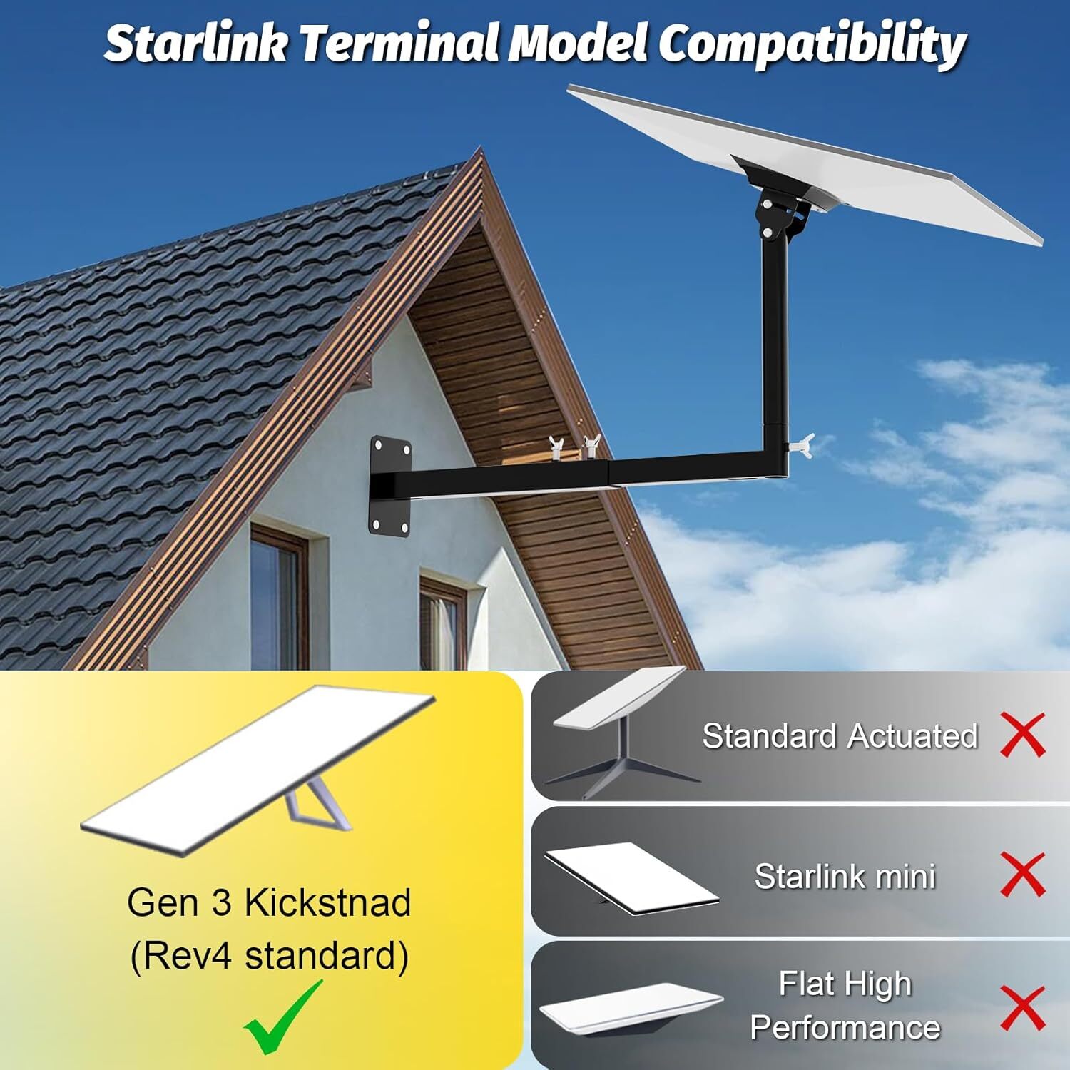 Starlink Gen 3 Mount , Extension-Type Heavy Duty Starlink Long Wall Mount