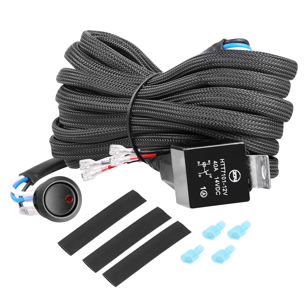 Wireless Remote Control Switch Strobe + 2-Lead Wiring Harness Kit LED Light Bar