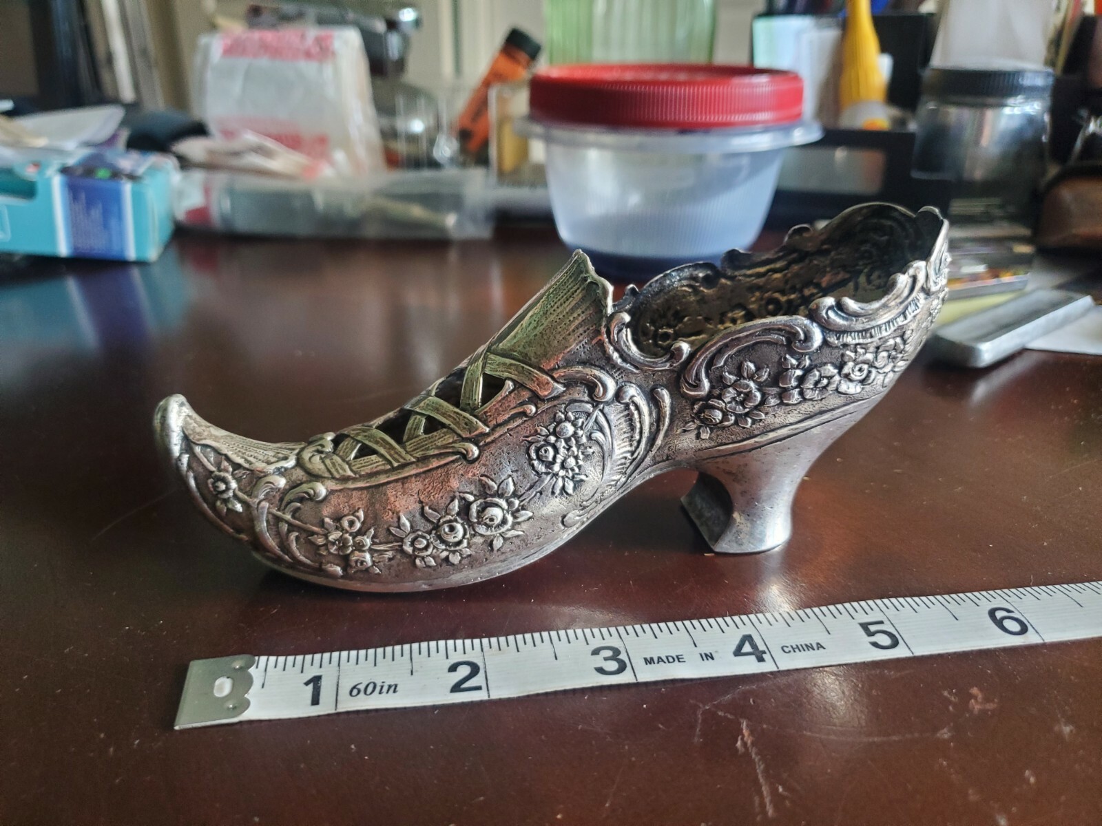 RARE ANTIQUE VICTORIAN SOLID STERLING SILVER SHOE PIN FIGURINE LONDON