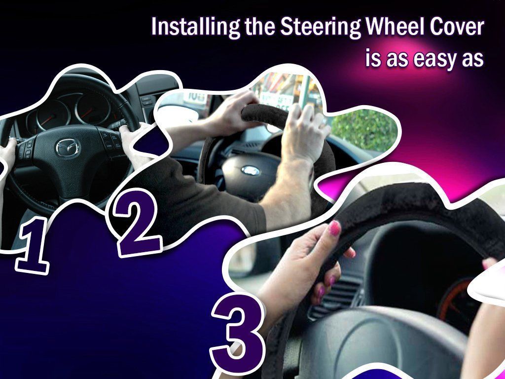 Black Soft Elastic Winter Warm Plush Steering Wheel Cover Auto Car Accessory NYC