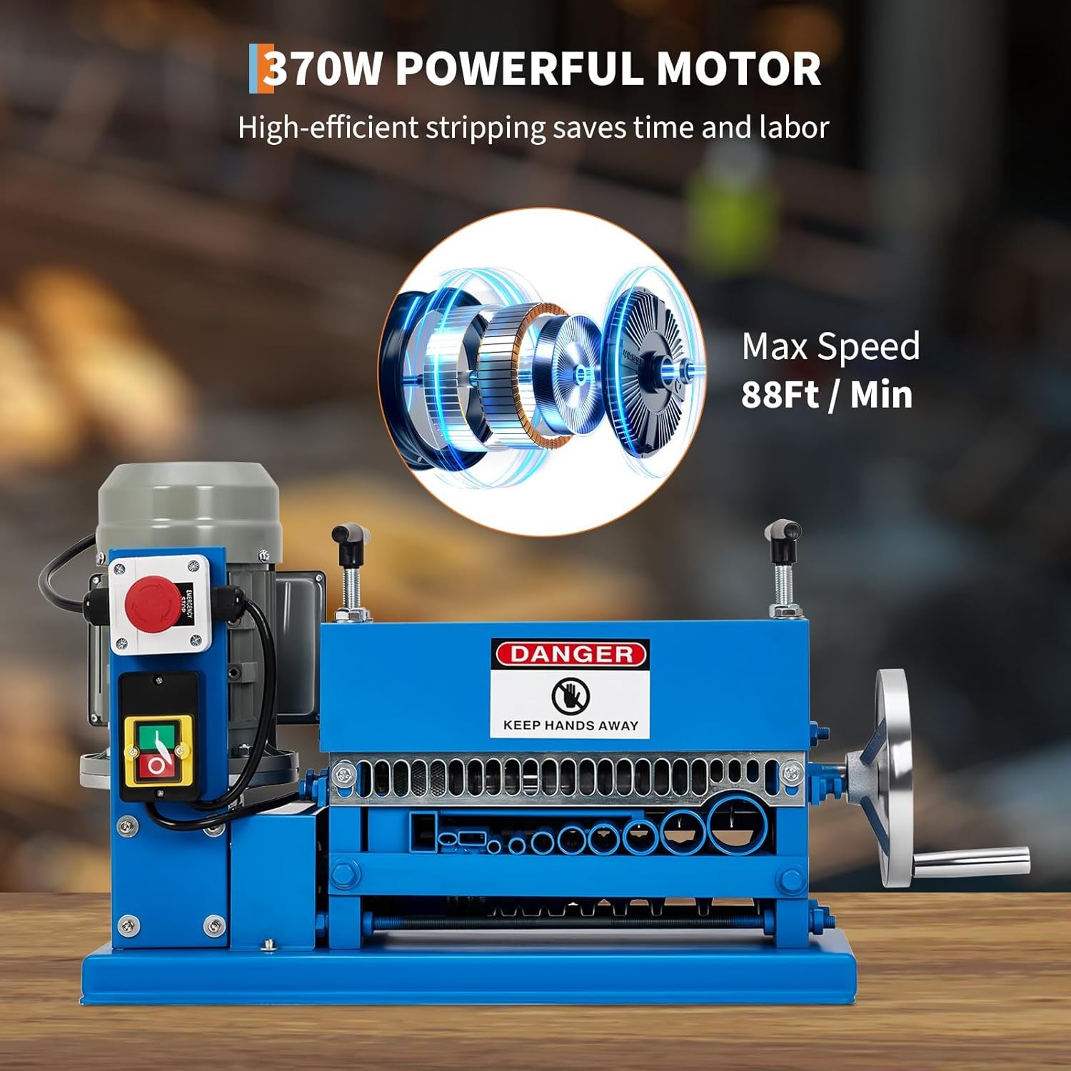 Electric Industrial Wire Scrap Cable Stripping Stripper Machine Portable 370W