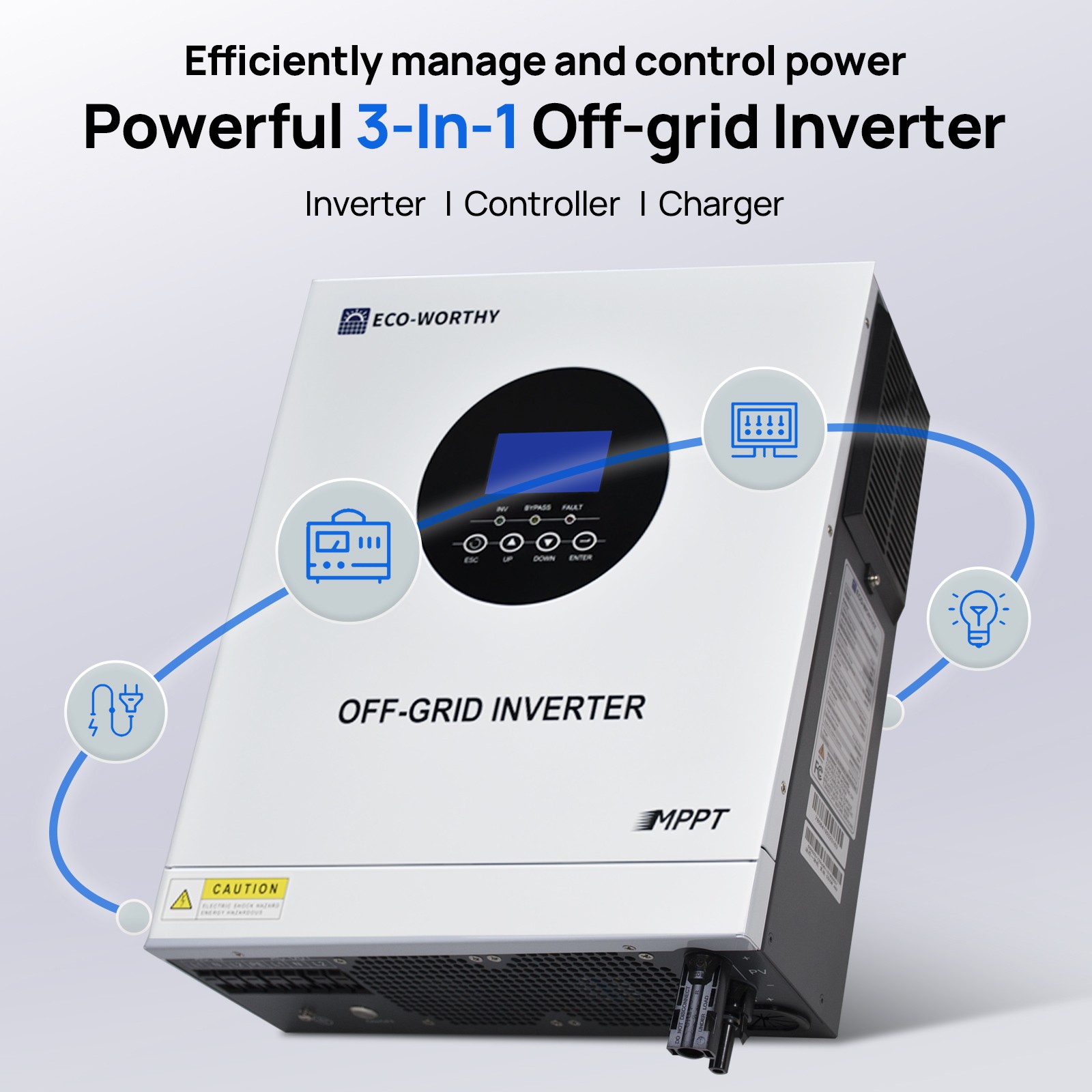 ECO-WORTHY 5KW Solar Hybrid Inverter 48V DC-120V/220V AC Split Phase Off-Grid