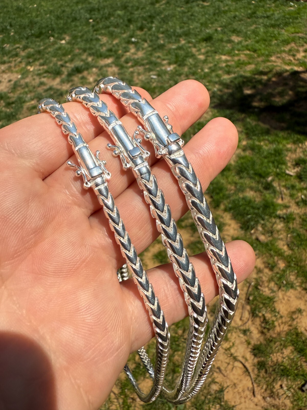 Real 925 Silver Round Franco Chain Or Bracelet 5-7mm Handmade W. Box Clasp