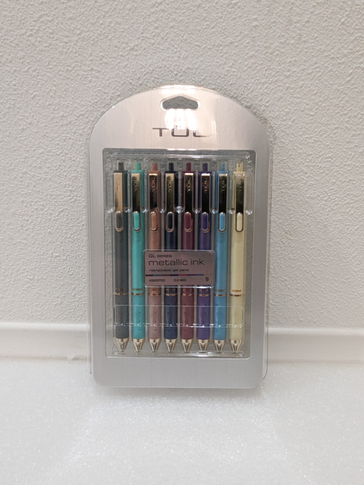 TUL Limited Edition GL Series Metallic Ink Retractable 0.8mm Gel Pens - 8 Pack